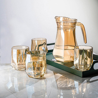 Ensemble de théière populaire de haute qualité bouteille d'eau en verre verre résistant à la chaleur cinq pièces événement domestique théière de bouteille d'eau froide