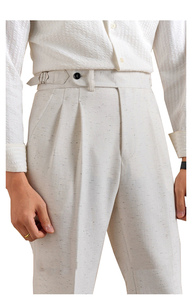 Pantalon en lin à double pli, taille télescopique, coupe droite, style décontracté britannique pour homme, nouvelle collection printemps <span class=keywords><strong>Nabil</strong></span> - Product Image 2