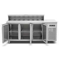 Réfrigérateur sous comptoir en acier inoxydable industriel et commercial, table froide à 3 portes, table de préparation de pizzas pour snack-bar