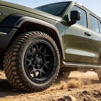 Rueda Forjada Beadlock de 14"-24" Pulgadas, Diseño de Siete Radios Divididos, 5 Birlos, para Jeep Wrangler Todoterreno, Negro Satinado