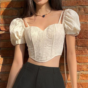 Sling manga corta Fit Casual diseños para mujer verano deportes Crop Tops camisas sin espalda blusa de Color sólido - Product Image 1