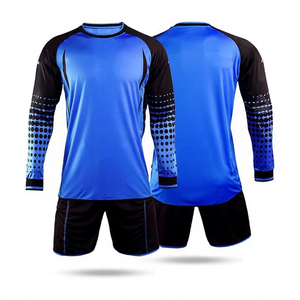 Camiseta de Fútbol de Manga Larga Azul y Negra para Hombre, Sublimada con Estampado de Puntos, Cuello Redondo, Secado Rápido, Ajuste Atlético - Product Image 1