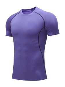 T-shirt de sport pour homme, nouvelle matière, coutures simples et basiques, haute élasticité, confortable, respirant, couleur unie, tendance - Product Image 1