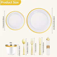 Ensemble de couverts jetables pour mariage et anniversaire, 350 pièces, couteau, fourchette, cuillère, gobelet, assiette, vaisselle en plastique