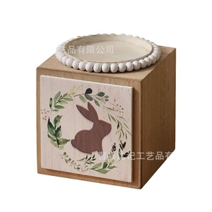 Chandelier carré en bois 10 cm avec relief de lapin, décoration d'intérieur, accessoire de mariage - Product Image 4