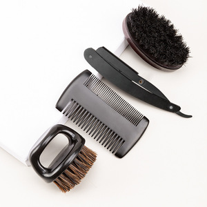 Wanmei Shaving <b>Set</b> 4 Piece Stainless Steel <b>Razor</b> Brush Comb Men Grooming Kit Black - Product Image 4