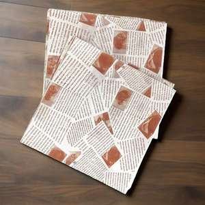 Papel encerado con diseño de periódico, papel para envolver alimentos, resistente a la grasa, revestimientos para bandejas, papel impermeable para picnic. - Product Image 5
