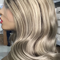 Perruque Lace Front HD 13*4 en Cheveux Humains, avec Mèches, Cheveux Vierges Européens, Cuticules Douces, Couleur Blonde, Ondulation Body Wave, Double Tirage
