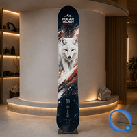 Snowboard tout-terrain en bois de peuplier et fibre de carbone durable pour adultes avec graphismes floraux post-apocalyptiques