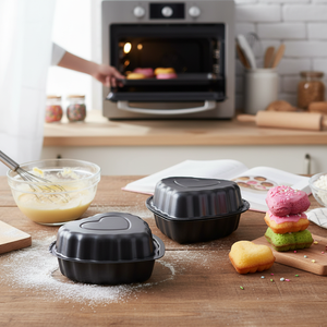 Ensemble de 2 moules à gâteau en plastique écologiques en forme de mini-cœur, outil de cuisson de haute qualité pour desserts et stockage, forme de vague étoilée - Product Image 3