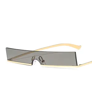 Mode Smalle Kant Super Lange Vierkante Zonnebril Voor Mannen Half Frame Reizen Ontwerp Alle-Wedstrijd Zonnebril Goud Retro bril Vasos