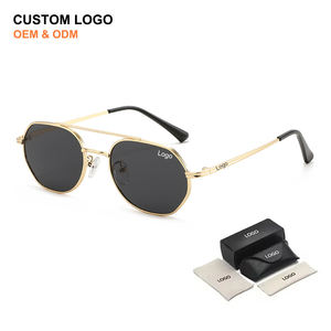 <span class=keywords><strong>2026</strong></span>年トレンド ユニセックスファッション ヴィンテージメタル UV400 サングラス カスタムロゴ ポリゴン ダブルブリッジ 六角形サングラス 卸売 - Product Image 2