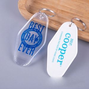 Promotional Custom logo Color Material <b>Key</b> Tags Blank <b>Plastic</b> Retro Vintage Motel Room Hotel Keychain - Product Image 5