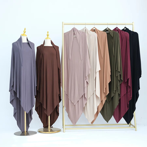 2024 XXL einfarbiges Abaya-Kleid mit großem Kopftuch HJ934 Vintage Breath able Hijab für den Sommer für <span class=keywords><strong>Amazon</strong></span> Middle East - Product Image 5
