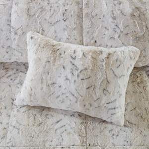 DB 4pc Faux Fur <b>Comforter</b> <b>Set</b> Soft Printed Floral and Striped Vintage Pattern King Size for Home or Wedding Polyester Filled - Product Image 3