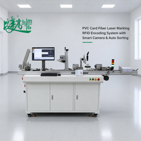 带智能摄像头验证和自动分拣机的工业级 PVC 卡片光纤激光打标和 RFID 芯片编码系统