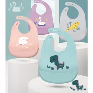 Hot Sale Waterproof Comfortable Soft Silicone baby bib with beautiful