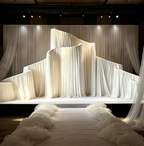 Wedding S-Curved Wave Drapes <strong>Backdrop</strong> Stand Irregular Metal <strong>Frame</strong> for Outdoor Lawn Wedding Stage Background Decor - Product Image 1