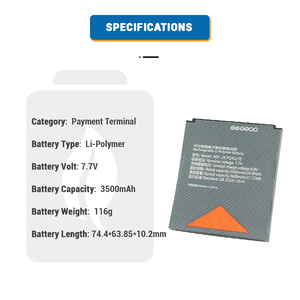 7.7V 3500mAh Lithium Polymer Rechargeable Replacement JKPJ Pos <strong>Battery</strong> for Sunmi V2S V2S <strong>Plus</strong> Payment Terminal Machine - Product Image 2