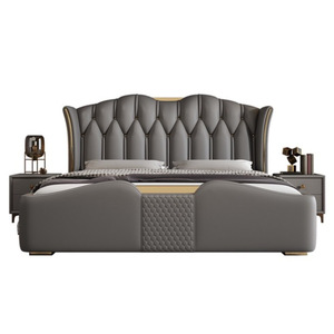 Base de Cama Tapizada de Lujo Italiana, Muebles de Dormitorio Modernos al por Mayor, Camas de Metal con Cuero Sintético, Tamaños King, Queen y Doble - Product Image 2