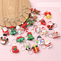 Vente en gros de porte-clés en PVC souple mignon pour enfants, petit arbre de Noël, porte-clés wapiti, pendentif, accessoires, cadeau de Noël d'été