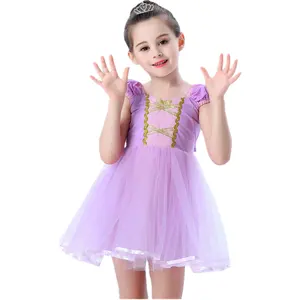 Gaun Putri Gadis Gaun Tulle untuk Halloween Natal Anak-anak Gadis Film TV Gaun Cosplay Rapunzel