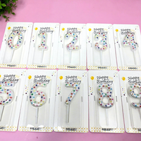 Bougies numérotées en cire de paraffine tricolores à dégradé doré pour la décoration de gâteaux d'anniversaire et de fêtes, design rainuré, vente en gros