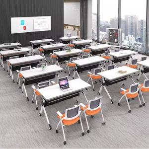 Platzsparender faltbarer Trainings tisch mit Klappdeckel und Sicherungs rädern, ideal für den <span class=keywords><strong>Seminar</strong></span> raum oder die Konferenz einrichtung im Büro - Product Image 2
