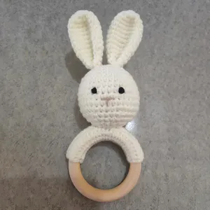 Grosir boneka rajutan bayi lucu nyaman kelinci Crochet mainan hewan buatan tangan kelinci mewah mainan