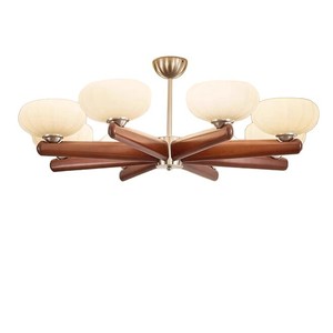 Lustre moderne en bois à plusieurs têtes LED pour salon et salle à manger, luminaire d'intérieur - Product Image 5