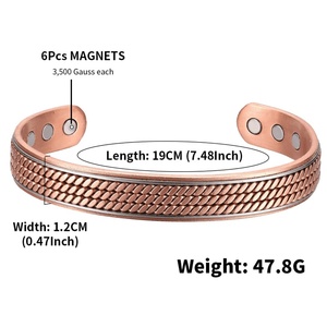 Bracelet à breloques personnalisé en cuivre pur à 99,9 %, unisexe, vintage, magnétique, ajustable, bijoux en forme de boule, motif Viking - Product Image 6