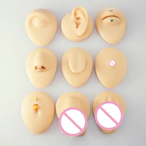 Silicone Human Ear Model Nose Eye Tongue Lips Mouth Body Piercing Tattoo Puncture Silicone Model Jewelry Display Stand