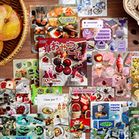 Livre d'autocollants vintage, autocollants rétro pour journal, fournitures de scrapbooking japonais, décalcomanies découpées Y2K Pixel Food Cat, vente en gros