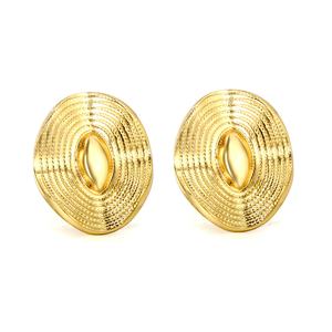 Pendientes de Acero Inoxidable con Baño de Oro, Diseño de Escudo, Resistentes al Agua, Modernos, Geométricos, Joyería Personalizada, Pendientes Circulares - Product Image 1