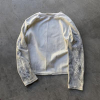 Herenshirt met wafelstructuur, lange mouwen, gotische letterprint, streetwear, aangepast logo, groothandel