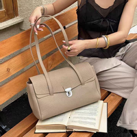 Nouveau Sac à Main Bandoulière de Luxe pour Femme 2026, Marque Célèbre, Cuir Véritable de Haute Qualité, Forme Oreiller, Fermeture à Verrou, Deux Fermetures