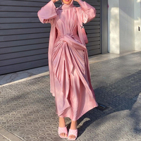 Sharut Grande Vente Prix de Déstockage Eid Dubaï Turc Islamique Élégant Modeste Robe Musulmane Personnalisée Abaya Kaftan Ensemble Abaya en Satin