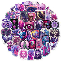 En vrac En Gros Gothique Autocollants Dessin Animé Violet Crâne Halloween Stickers Étanche Vinyle Stickers pour DIY Planificateurs Téléphone Cas