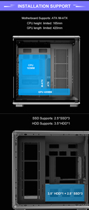 Boîtier PC <span class=keywords><strong>Tour</strong></span> Complète Panoramique en Verre Trempé avec Panneau Latéral en Verre Blanc, Armoire CPU ATX pour Ordinateur de Jeu avec Refroidissement - Product Image 5