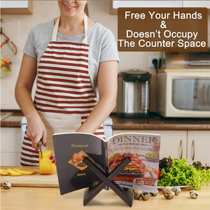 Handmade Wooden Recipe Rack Book Holder Kitchen Counter Stand Simple Style <b>Solid</b> <b>Wood</b> <b>Desk</b> Organizer - Product Image 3