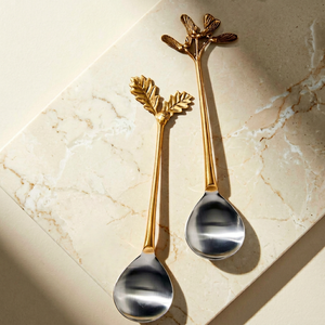 Juego de dos servidores de ensalada con diseño de mariposa en lámina de oro, de acero inoxidable con revestimiento PVD dorado, perfecto para regalo y decoración de lujo. - Product Image 1