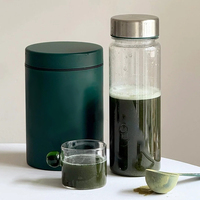 Boîte ronde en acier écologique avec couvercle, conteneur de stockage en métal recyclable pour poudre de protéines, matcha, possibilité de personnaliser le logo
