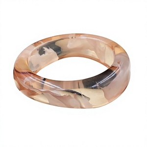 Bracelet jonc vintage en résine épaisse, motif marbre vert, style bohème, bijoux unisexe, acrylique lucite, mode, mariage, femme - Product Image 3