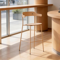 Chaise de bar haute moderne pour îlot de cuisine, style nordique, avec cadre métallique, accoudoirs et dossier – Vente en gros