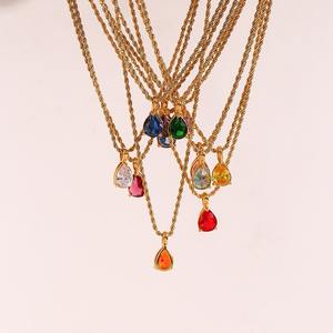 Новое <span class=keywords><strong>2025</strong></span>, модное колье с подвеской в виде капли воды, 18 карат, позолоченное ожерелье из нержавеющей стали, циркон, сверкающее покрытие для повседневной носки - Product Image 2