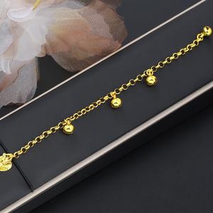 JXX Wholesale 24K Gold-Plated Brass <b>Bracelet</b> with Heart <b>Bead</b> Pendant Trendy Women's Jewelry - Product Image 4