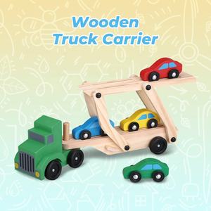 Happy Earth-Camión de transporte de madera, juguete de 4 Mini coches coloridos, juego de transporte de vehículos de empuje educativo, niños pequeños en edad preescolar - Product Image 2