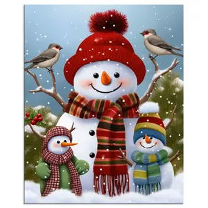 Wholesale Hot item Paint by Numbers for Adult Beginners Christmas Snowman Bird Hat Scarf Paint by Number Anti-Stress Toy