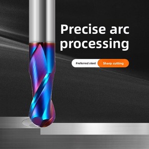 Hoge Precisie Twee Fluiten Kogelneus Molen Ronde Sferische Kogelneus Frees Hrc65 Met Nano Blauwe Coating - Product Image 5