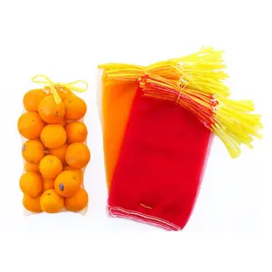 中国工厂库存承重网袋批发橙色苹果提袋高密度PE材料水果串袋